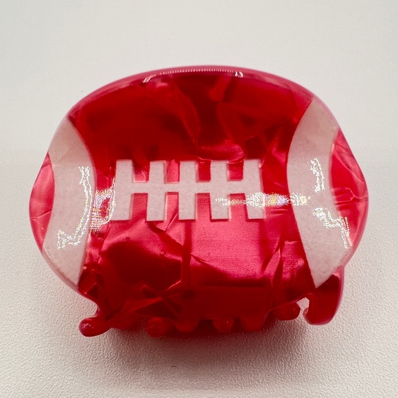 Pink Pearlized Acrylic Mini Football Hair Clip New - Picture 1 of 5